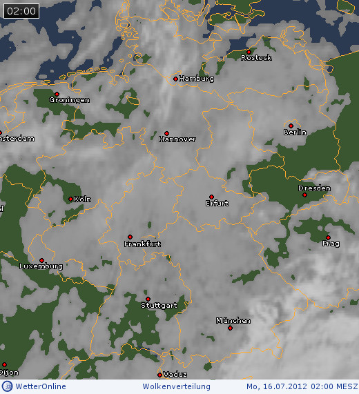 Wolkenverteilung über Mitteleuropa am 16.07.2012 um 02:00 MESZ